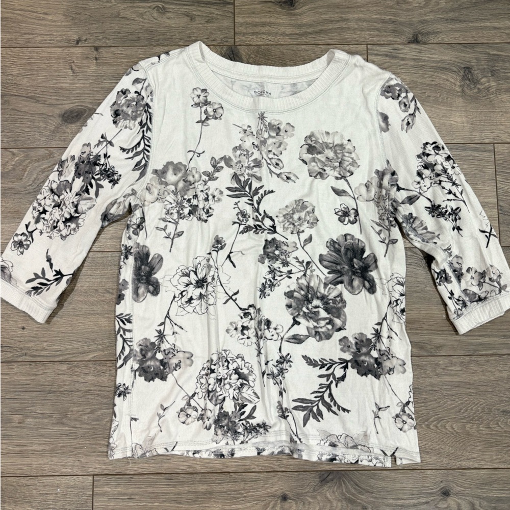 Sonoma Black and Grey Floral Women's Blouse